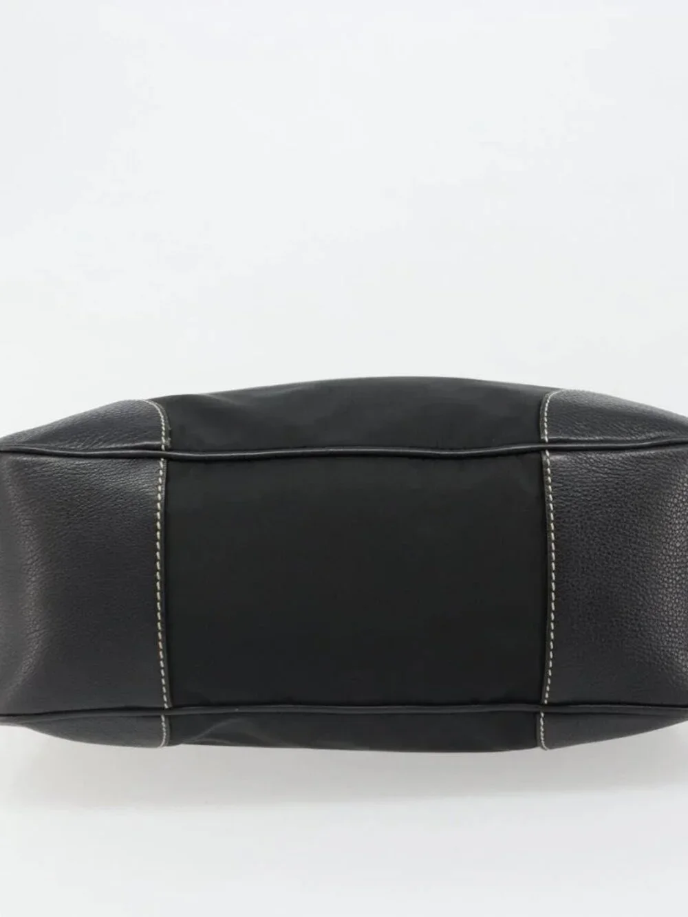 PRADA Shoulder Bag Nylon Leather Black Silver Auth 179529A